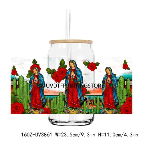 Mexico States Culture UV DTF Sticker For 16OZ Libbey Glass Cup Can Mexican Flag Country Wrap Transfer Sticker Custom DIY Logo