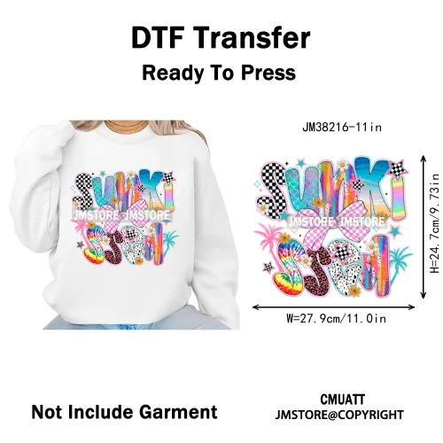 Spring Break Wildflower Seashell Turtle Coquette Sun Summer Vacation Iron on DTF Transfers Stickers Ready to Press for Clothes