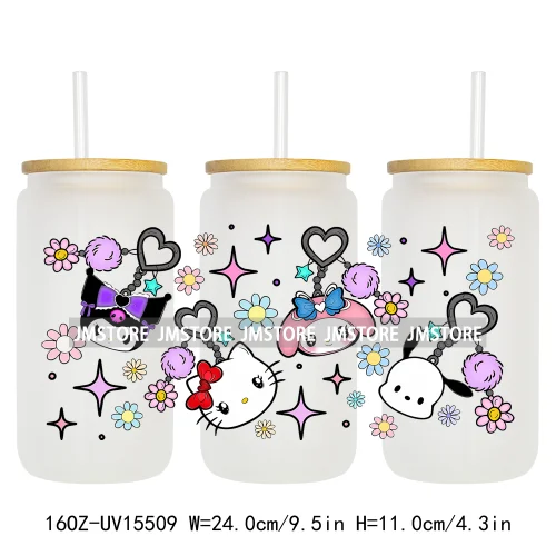 Trendy Cartoon Friends Coffee 16OZ UV DTF Cup Wraps Ready To Apply Waterproof Transfer Stickers For Libbey Glass Can Tumbler