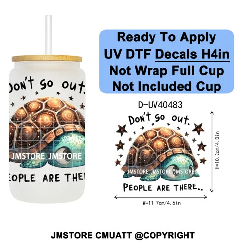Funny Animal Quotes Sarcastic Dogs UV DTF Transfer Stickers Decals Ready To Apply Waterproof For 16OZ Libbey Glass Can Tumbler