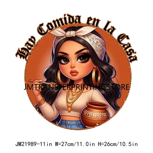 Funny Latina Chicano Mama Sayings Design Washable Chibi Women Style Mother DTF Transfer Stickers Ready To Press For T-shirts Bag