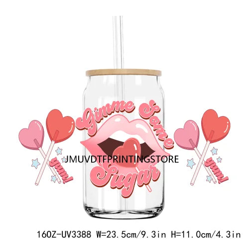 XOXO Valentines Coffee Cup 16OZ UV DTF Cup Wrap Transfers Stickers Custom Label DIY Waterproof Logo For Libbey Glass Can Hearts