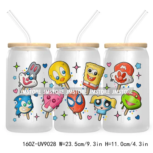 Horror Ice Cream Halloween Popsicles 16OZ UV DTF Cup Wrap Transfer Stickers Custom Labels Waterproof Logo For Libbey Glass Can