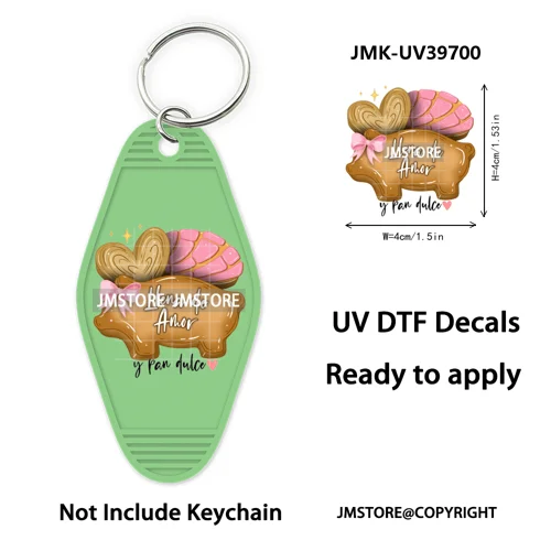 Mexican Conchas Ghost Spooky Halloween UV DTF Motel Keychain Wraps Ready To Apply Waterproof High Quality Hotel Keychain Decals