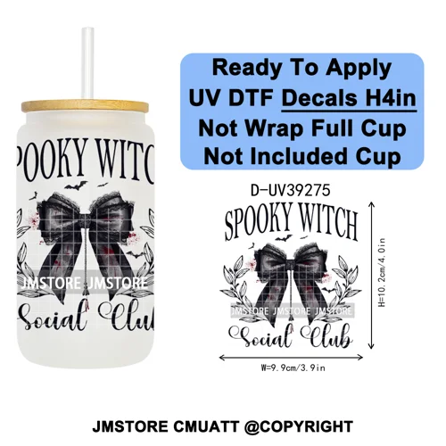Retro Spooky Season Halloween Ghost Boo Gift UV DTF Transfer Stickers Decals Ready To Apply Waterproof For 16OZ Libbey Glass Can