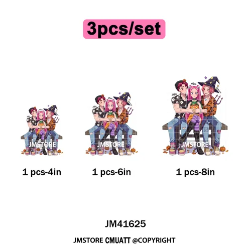 Happy Hunting Halloween Kpop Pumpkin Witch Boys Girl Dinner Iron on DTF Washable Transfers Stickers Ready to Press for T-shirts