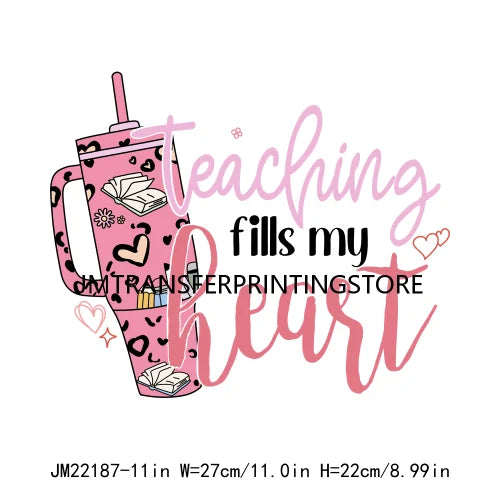 In My Teacher Era Teach Love Watch Logos Teacher Word Teaching Fills My Heart Teacher's Day DTF Transfer Stickers For Hoodies