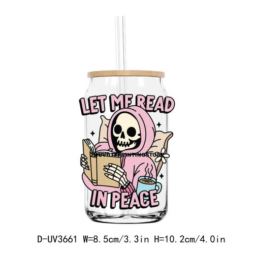 Death By Book Hangover UV DTF Sticker For 16OZ Libbey Glass Cup Can Positive Vibes Wrap Transfer Sticker Custom Labels DIY Logo