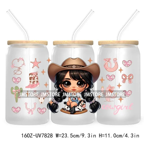 Cute Chibi Mexican Latina Baby Girl 16OZ UV DTF Cup Wrap Transfers Stickers For Libbey Glass Can Cups Tumbler Waterproof Skulls