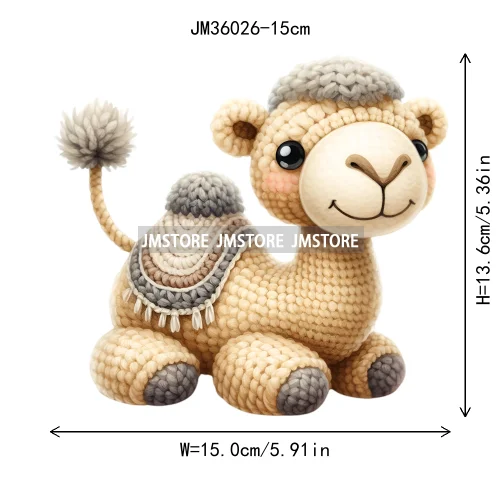 15cm 5.9in Colorful Cute Needle Hook Animal Iron On DTF Heat Transfer Sticker For Clothes Print Vinyl Washable T-Shirt Appliques