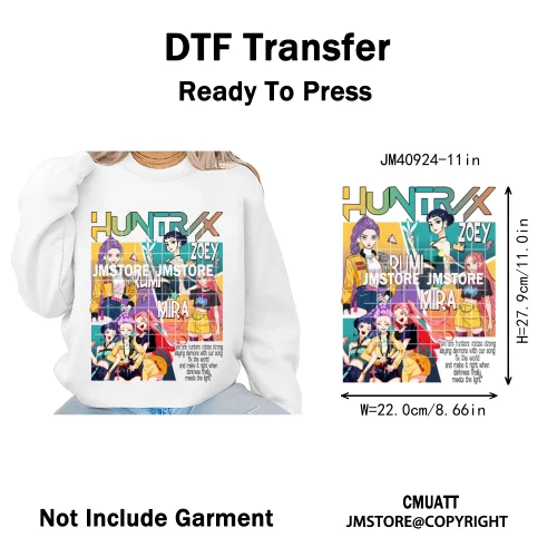Music Kpop Group Lover Anime Fans Boys Girls Hunters Inspired Iron on DTF Washable Transfers Sticker Ready to Press for Clothing