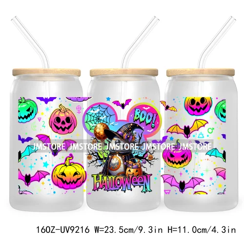 Boo Halloween Cartoon 16OZ UV DTF Cup Wrap Transfer Stickers Custom Labels Durable Waterproof For Libbey Glass Can Fall Pumpkin