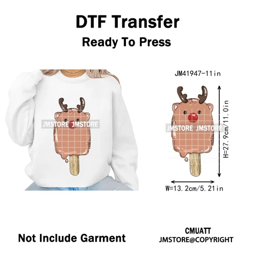 Sweet Christmas Popsicles Spooky Halloween Ice Cream Iron on DTF Washable Transfers Stickers Ready to Press for Clothing Bags