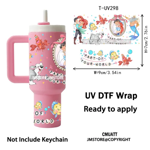 Coquette Cartoon Cat Princess Magical Kingdom UV DTF Wraps Ready To Use Transfer Stickers Waterproof For Mini Tumbler Keychain