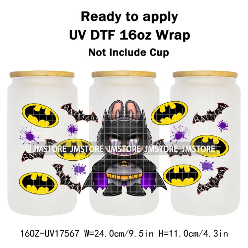 Miniso Cartoon Character Monster Doll 16OZ UV DTF Cup Wraps Ready To Apply Waterproof Transfer Stickers For Libbey Glass Can Mug