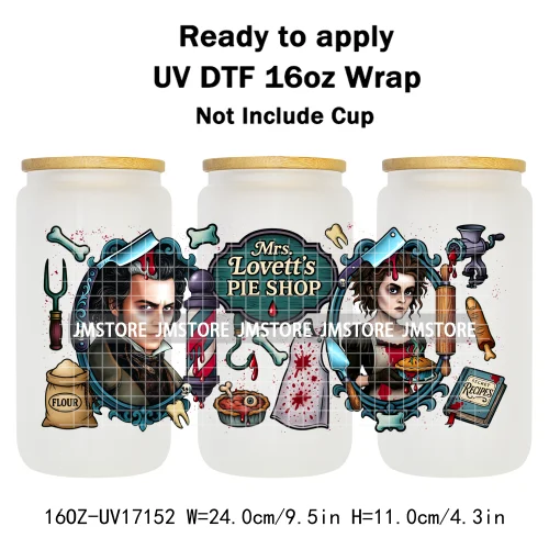 Halloween Horror Movies Mom Messy Bun UV DTF Stickers Ready To Apply Cup Wrap Custom Labels DIY Craft For 16OZ Libbey Can Glass