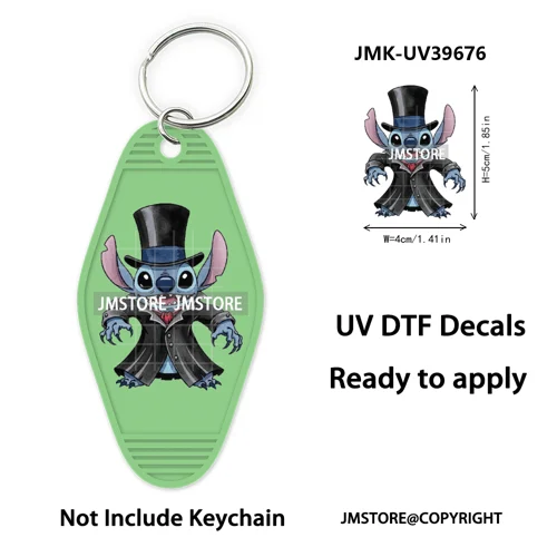 Horror Cartoon Halloween Pumpkin UV DTF Motel Keychain Decals Ready To Ship Durable Transfer Stickers Prints For Hotel Keychain