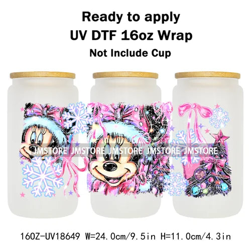 Christmas Movie Characters UV DTF Cup Wrap Ready To Apply Transfer Stickers Waterproof 16OZ Tumbler Wraps For Libbey Glass Can
