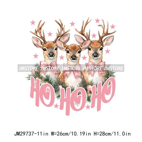 Small Town Fram Fresh Tree Christmas Merry Vibes Ho Ho Ho Santa Deer Iron On DTF Transfers Stickers Ready To Press For Hoodies