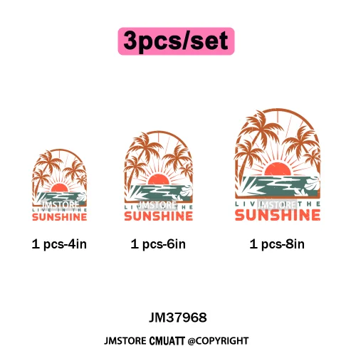Hello Summer Beach Vibes Stay Cool Live In Sunshine Hot Mom Cowgirl Iron on DTF Transfers Stickers Ready to Press for T-shirts