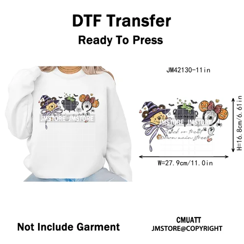 Halloween Witches Princess Lover Girly Coquette Bow Ears Iron on DTF Washable Transfers Stickers Ready to Press for Clothing Bag