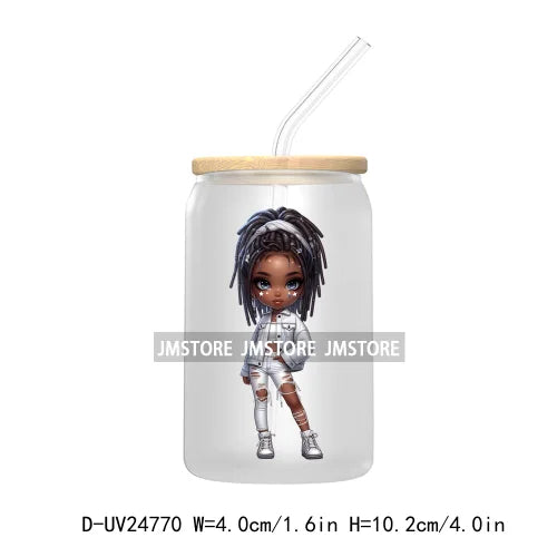 Cute Little Black Boy Girl UV DTF Transfer Stickers Decals For Libbey Cold Cups Mugs Tumbler Waterproof DIY Craft Cool Afro Kids