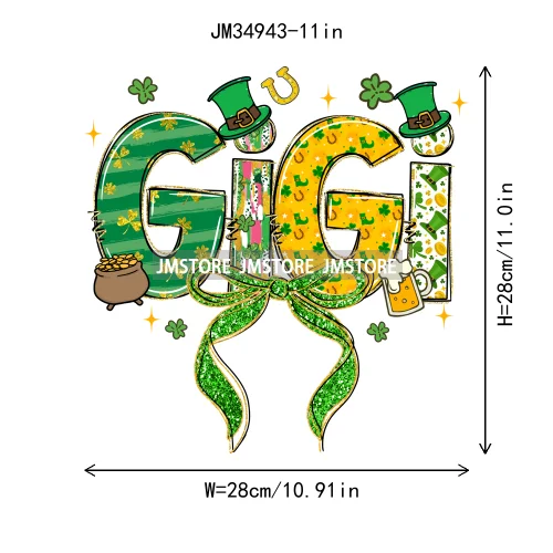 Coquette Lukcy Shamrock Mama Mini Gigi Nana Happy St Patrick's Family Iron On DTF Transfers Stickers Ready To Press For Clothing