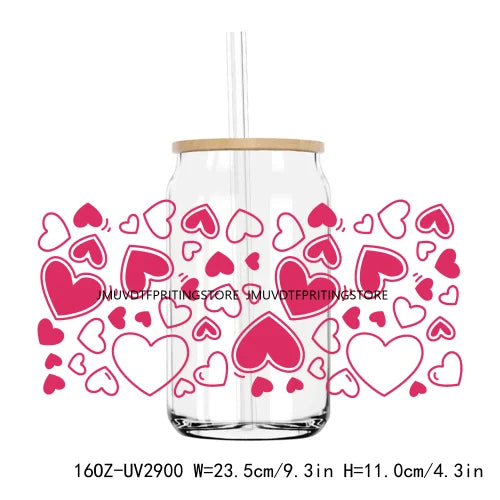 Western Howdy Valentine's Day UV DTF Sticker For 16OZ Libbey Glass Cup Can Wrap Transfer Sticker Custom Labels DIY Logo Love