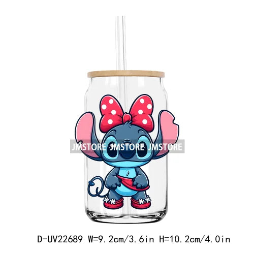 High Quality Costume Cartoon Blue Cat UV DTF Transfers Stickers Decals For Libbey Cold Cups Mugs Tumbler Waterproof DIY Craft