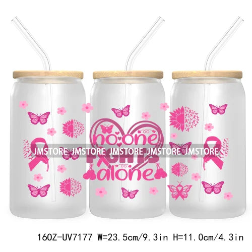 Peace Love Cure Breast Cancer Awareness Pink 16OZ UV DTF Cup Wrap Transfer Stickers For Libbey Glass Can Cups Tumbler October