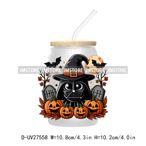 Cartoon Halloween Highland Cow UV DTF Transfer Stickers Decals For Libbey Cold Cups Mug Tumbler High Quality Labels Spooky Skull