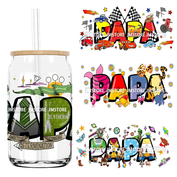 Cartoon Papa Dad And Son UV DTF Sticker For 16OZ Libbey Glass Cup Can Wrap Transfer Stickers Custom Labels DIY Logo Father's Day