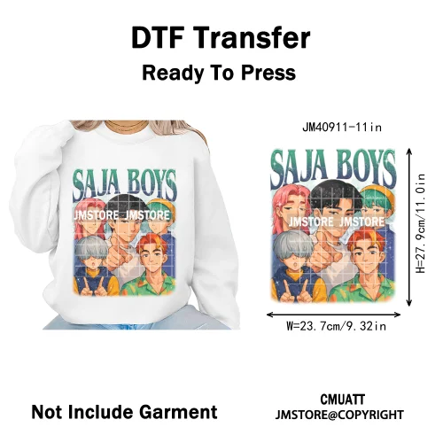 Music Kpop Group Lover Anime Fans Boys Girls Hunters Inspired Iron on DTF Washable Transfers Sticker Ready to Press for Clothing