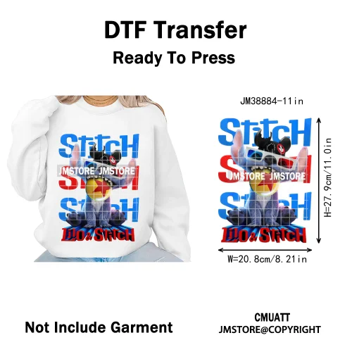 Urban Cartoon Character Streetwear Thermal Printing Iron on DTF Washable Transfers Stickers Ready to Press for Clothing Bags