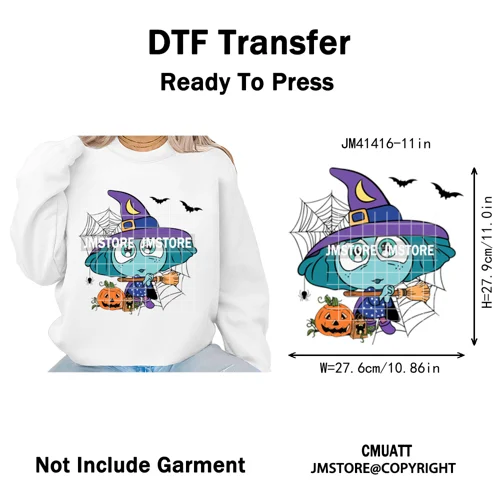 Funny Cartoon Movie Character Halloween Pumpkin Coquette Iron on DTF Washable Heat Transfer Stickers Ready to Press for Clothes