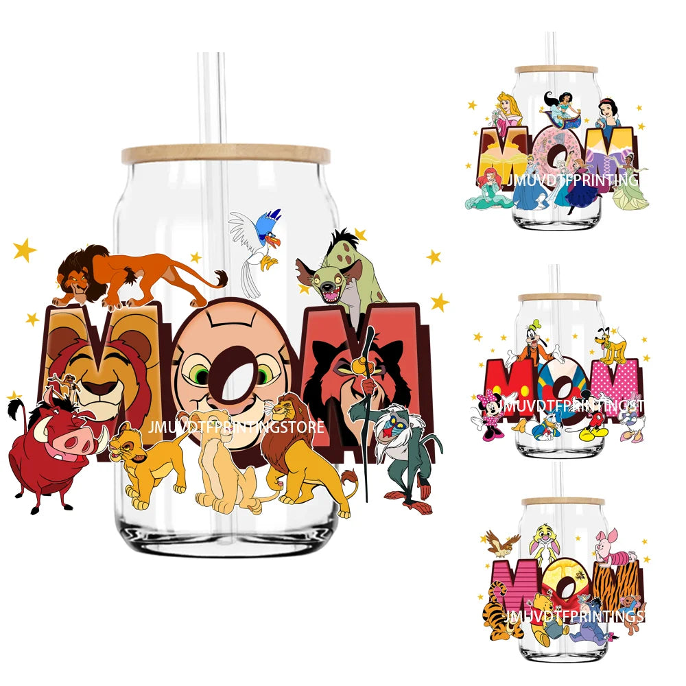 Princess Cartoon Movie UV DTF Transfers Stickers Decals For Libbey Cold Cups Mugs Tumbler Waterproof DIY Logo Mom Mother's Day