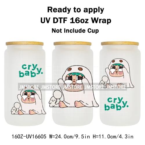 Floral Monsters Cartoon Characters UV DTF Wraps Transfer Stickers Waterproof Logo High Quality For 16OZ Libbey Glass Can Tumbler