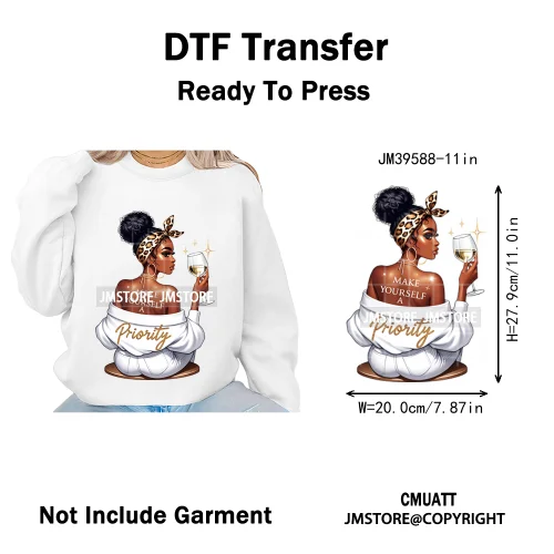Fashion Afro Girls Pray Christian Black Boss Lady Printing Iron on DTF Washable Transfers Stickers Ready to Press for Clothes
