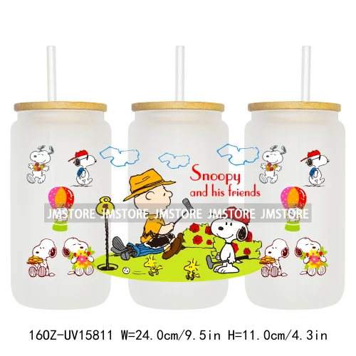 Cartoon Dogs Back To School UV DTF Wraps Transfer Sticker Selfadhesive Waterproof High Quality For 16OZ Libbey Glass Can Tumbler