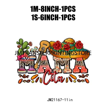 Viva Mexico Cinco De Drinko Logos Mama Cita Cowhide Western Spicy Taco Bout Party Iron On DTF Transfer Stickers For Sweatshirt