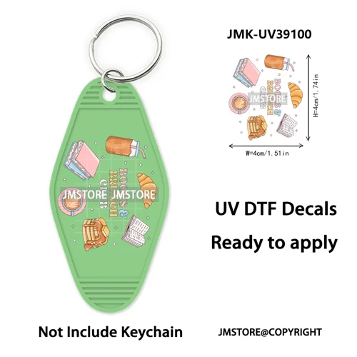 Reading Book Animals Mental Health UV DTF Motel Keychain Wraps Ready To Apply Waterproof High Quality Hotel Keychain Decals