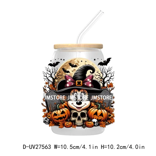 Cartoon Couple Halloween Scary Pumpkin UV DTF Transfer Sticker Decals For Libbey Cold Cup Mug Tumbler Nightmare Before Christmas