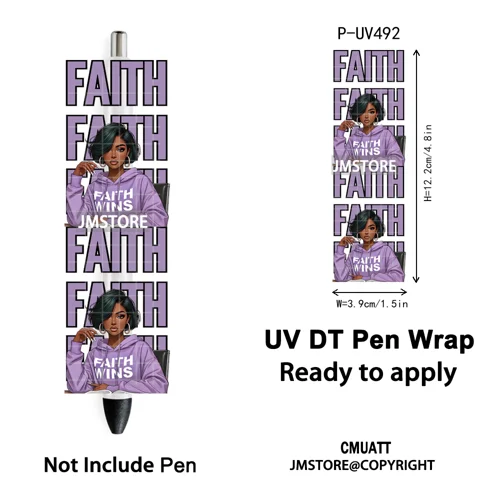 Black Girl Praying Afro Women Faith UV DTF Pen Wraps Ready To Apply Transfer Sticker Print Waterproof High Quality UV DTF Decal