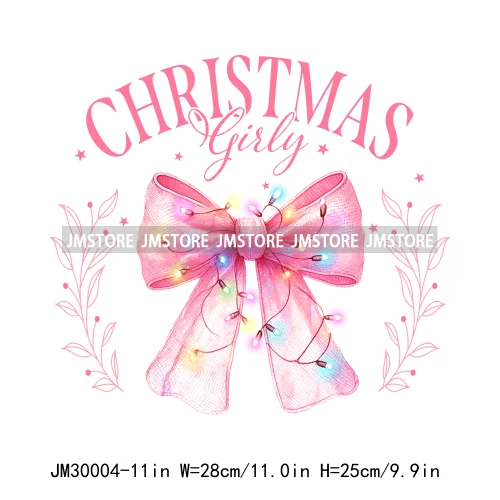 Coquette Pink Girly Christmas Vibes Book Just Waiting For Christmas Iron On DTF Transfer Stickers Ready To Press For Hoodies Bag