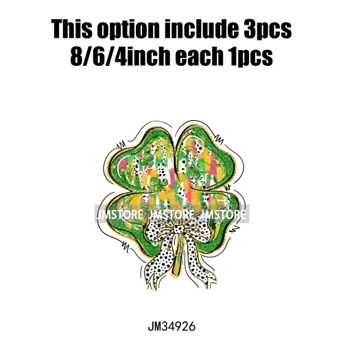 Feeling Lucky Vibes Coquette Shamrock Irish St Patrick's Day Iron On DTF Heat Transfers Stickers Ready To Press For T-shirts Bags