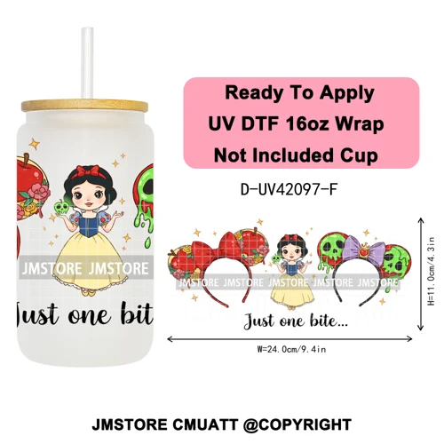 Mouse Halloween Villain Girly Cartoon Princess 16OZ UV DTF Cup Wraps Ready To Apply Transfer Stickers For Libbey Glass Can Mugs