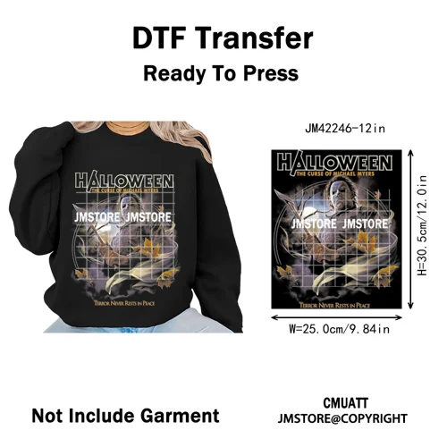 Funny Halftone Movie Series Killer Halloween Spooky Season Iron on DTF Washable Transfers Stickers Ready to Press for T-shirts