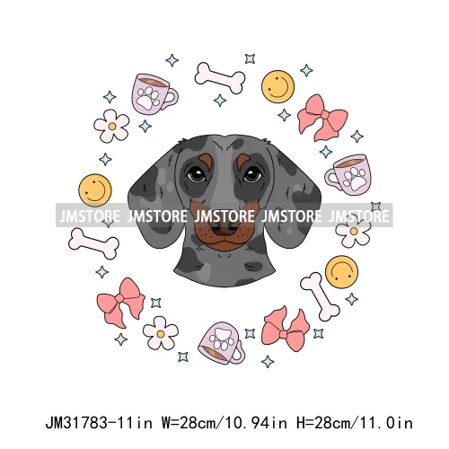 Cute Love Pet Dog Pink Coquette Bow Coffee Skull Animal Lover Iron On DTF Heat Transfer Stickers Ready To Press For Clothes Bags