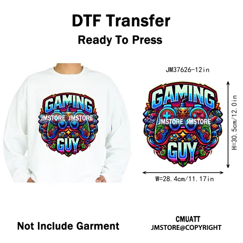 12in Old School Rap Hip Hop Music King Gaming Urban Vibes Graffiti Iron on DTF Heat Transfer Stickers Ready to Press for T-shirt