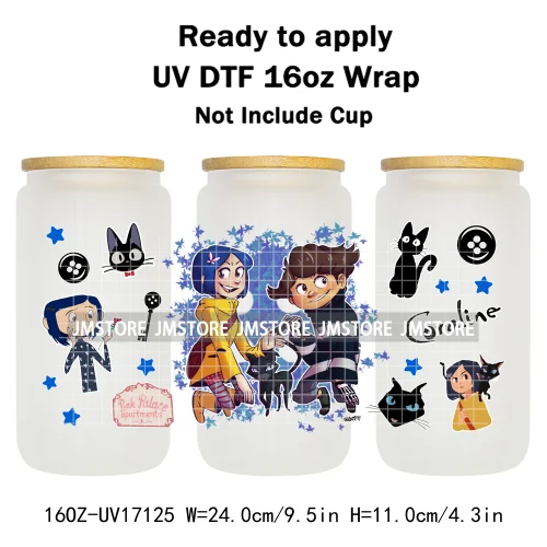 Coquette Bow Movie Eyes Buttons 16OZ UV DTF Cup Wraps Ready To Apply Waterproof Transfer Stickers For Libbey Glass Can Tumbler